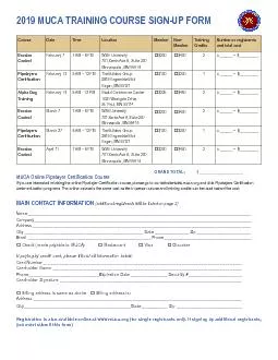 2019 MUCA TRAINING COURSE SIGNUP FORM