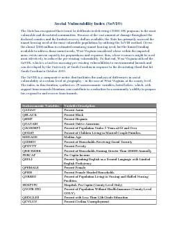 Social Vulnerability Index SoVI