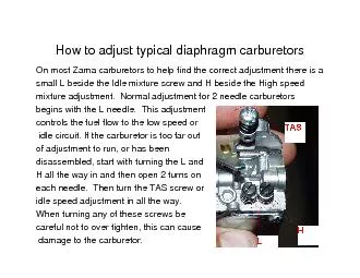 How to adjust typical diaphragm carburetors