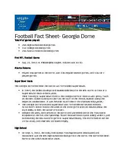 Football Fact Sheet Georgia Dome 152 College football games First NFL