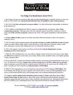 Ten Things You Should Know About VOCA 1 The Victims of Crime Act pas
