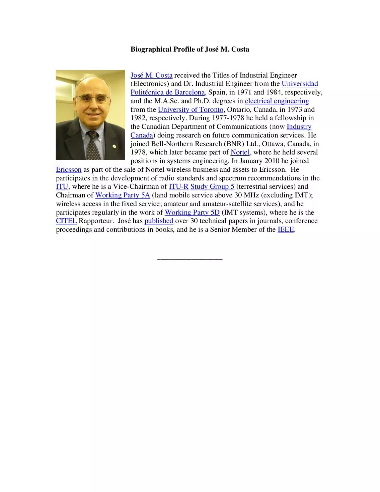 PDF-Biographical Profile of Jos M Costa Jos M Costa