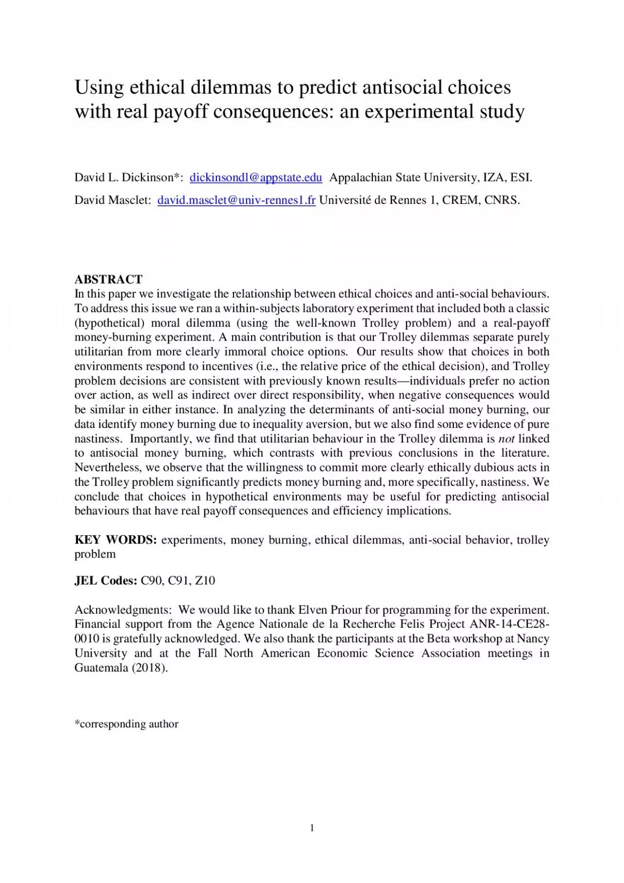 PDF-1 Using ethical dilemmas to predict antisocial choices with real pay