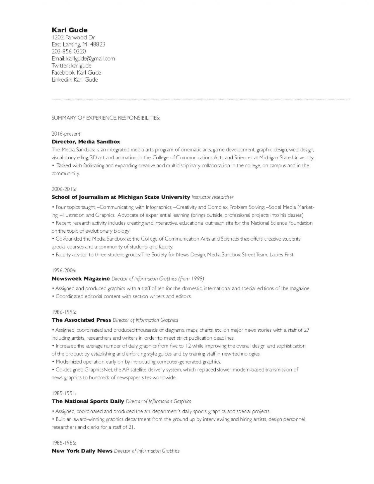 PDF-SUMMARY OF EXPERIENCE RESPONSIBILITIES