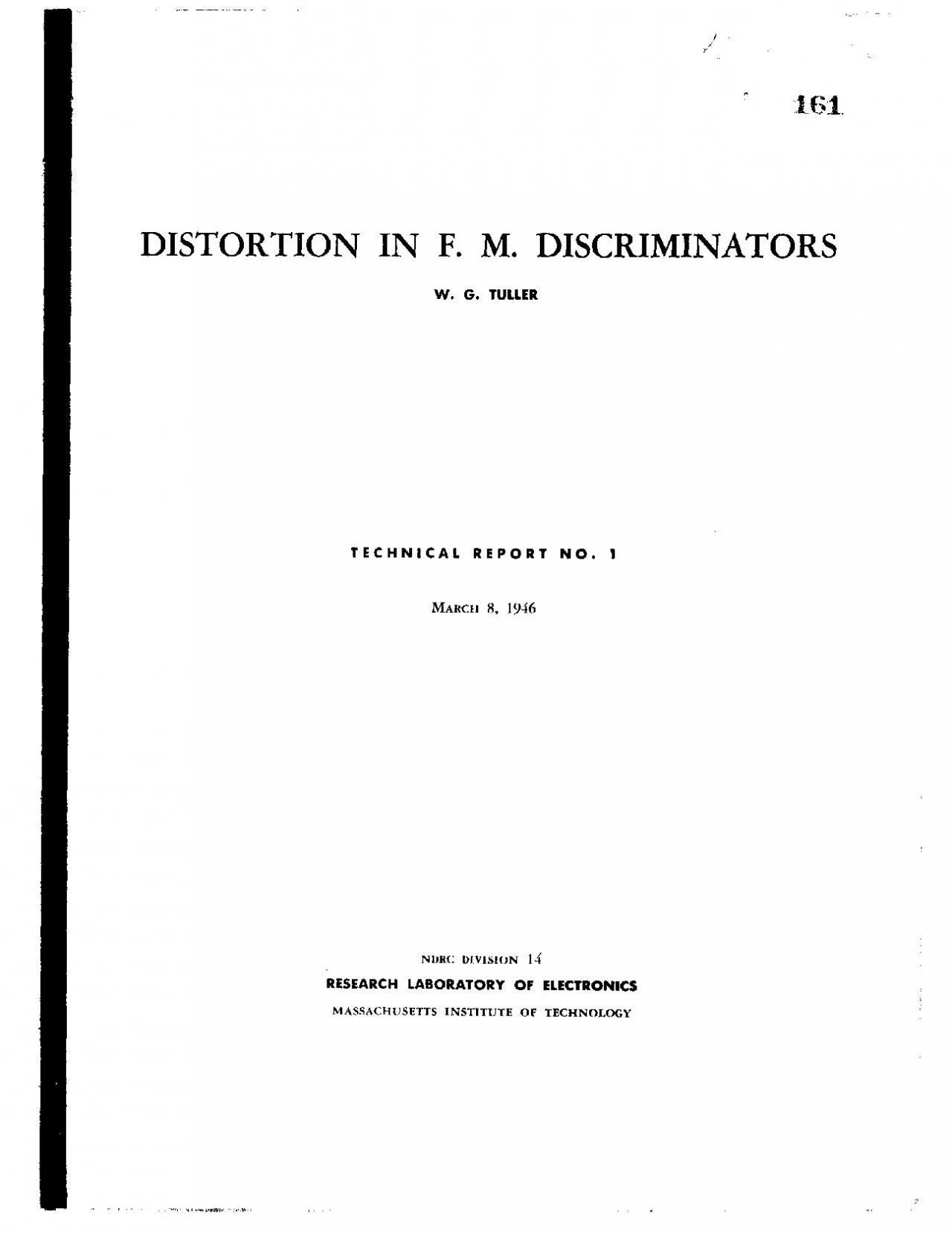 PDF-161DISTORTION IN F M DISCRIMINATORSW G TULLERTECHNICAL REPORT NO