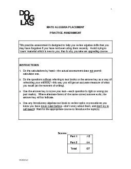 This practice assessment is designed to help you review algebra skills