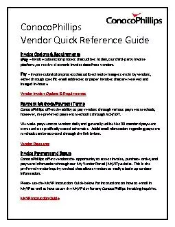 ConocoPhillipsVendor Quick Reference Guide