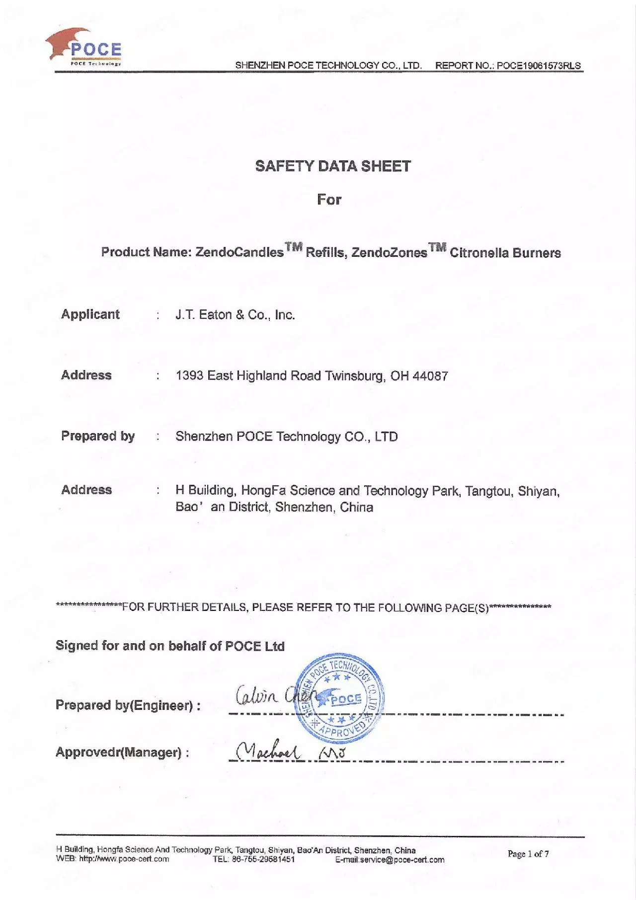 PDF-SHENZHEN POCE TECHNOLOGY CO LTD REPORT NO POCE19061573RLS