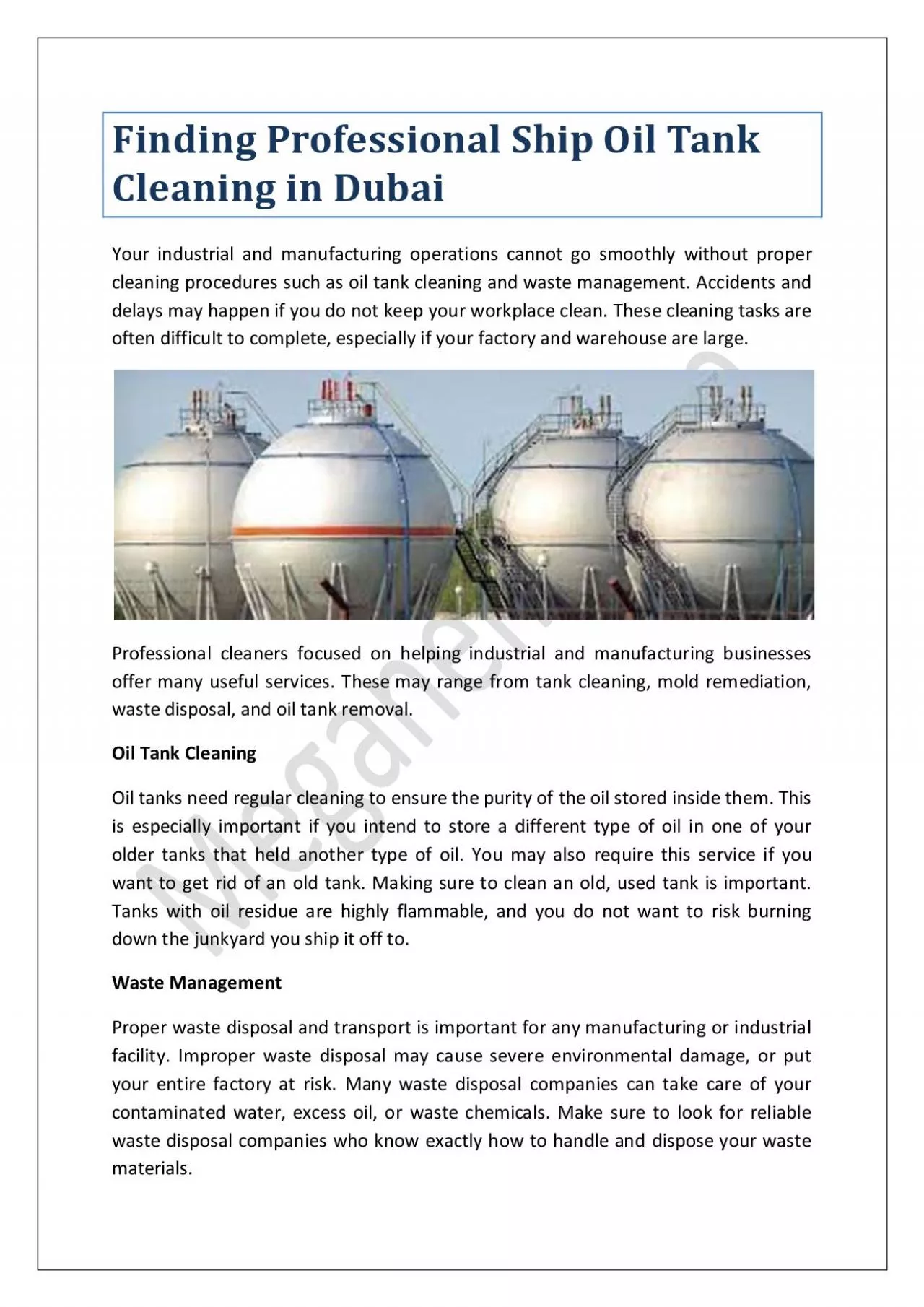 PDF-Finding Professional Ship Oil Tank Cleaning in Dubai