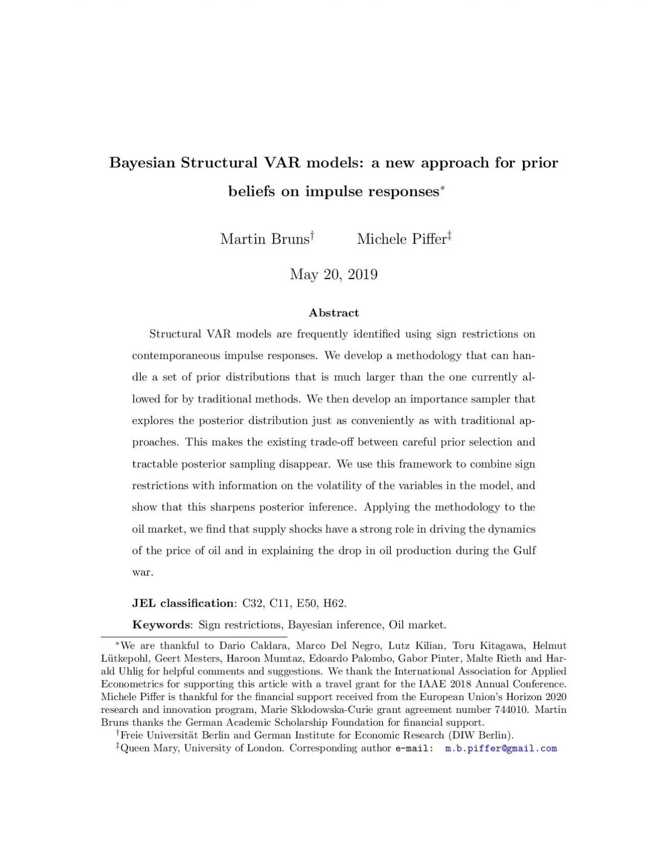 PDF-BayesianStructuralVARmodelsanewapproachforpriorbeliefsonimpulserespon