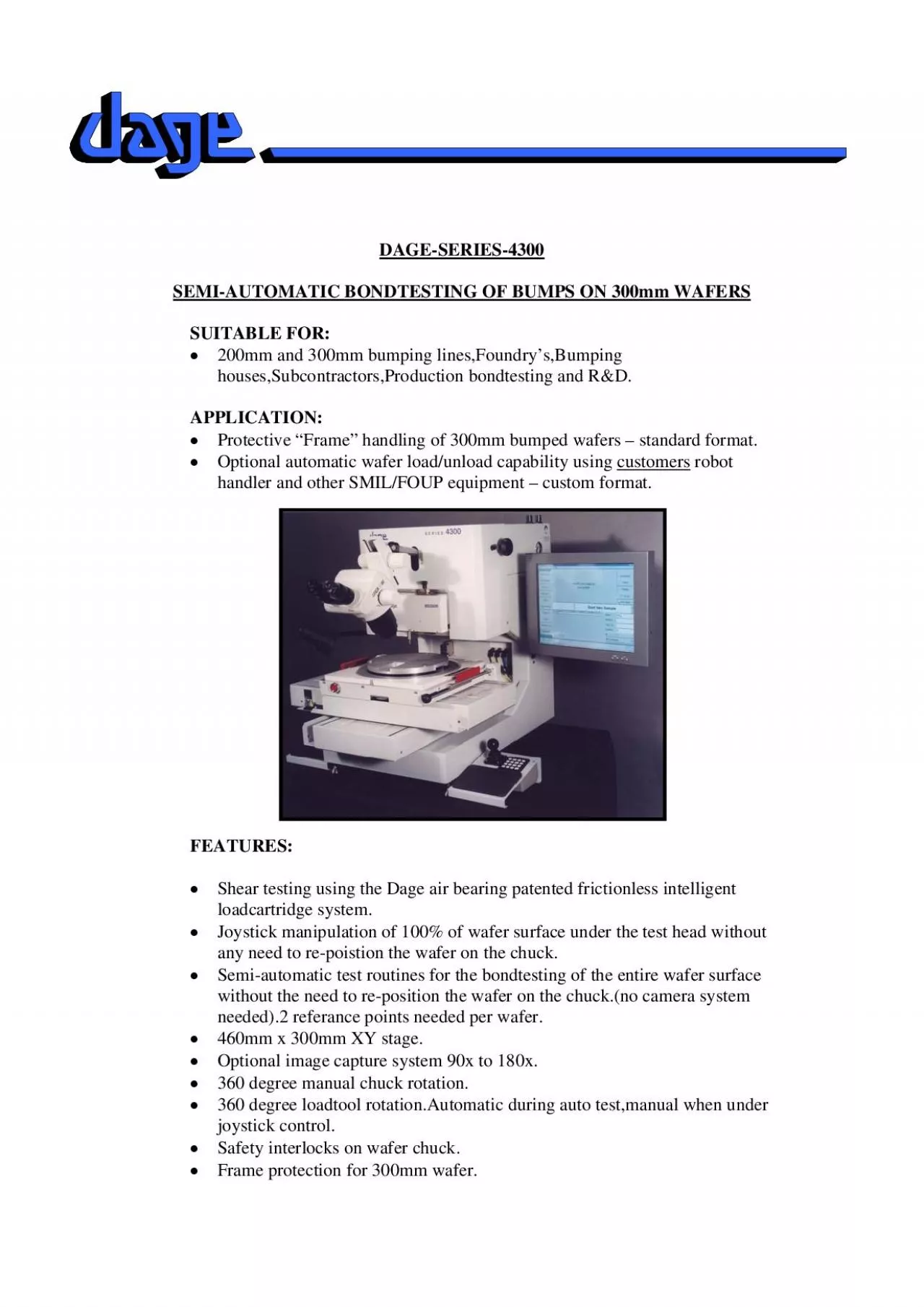 PDF-SEMIAUTOMATIC BONDTESTING OF BUMPS ON 300mm WAFERS