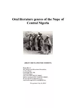Oral literature genres of the Nupe of Central Nigeria
