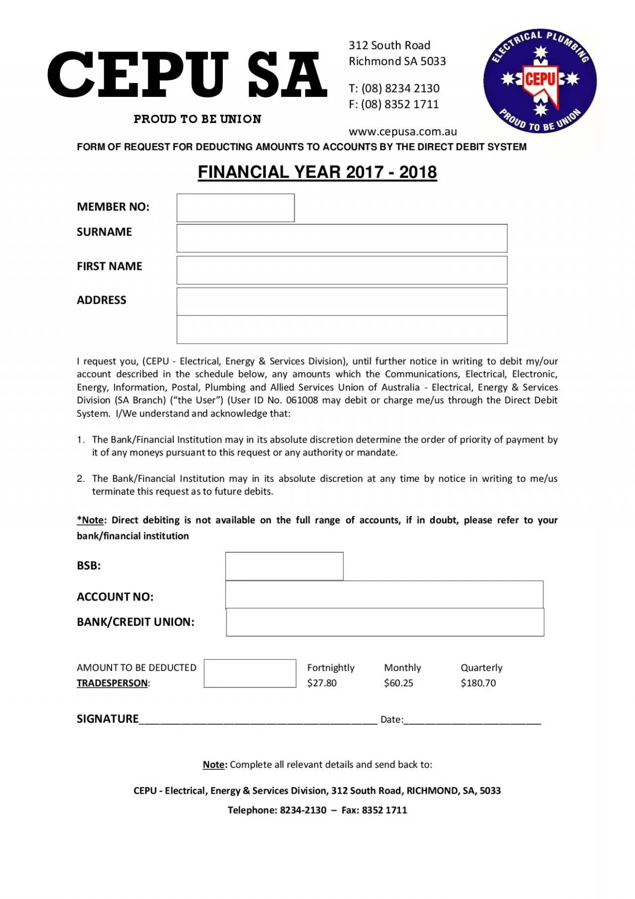 PDF-FORM OF REQUEST FOR DEDUCTING AMOUNTS TO ACCOUNTS BY THE DIRECT DEBIT