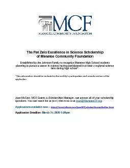 The Pat Zalo Excellence in Science Scholarship
