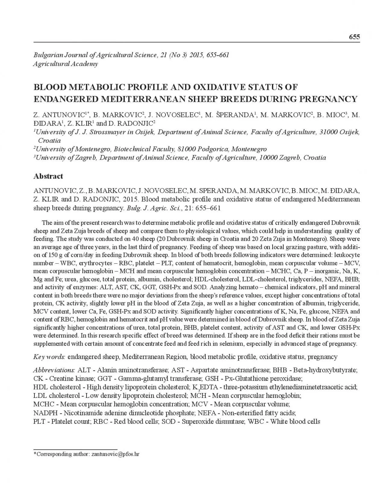 PDF-Blood Metabolic Prox00660069le and Oxidative Status of Sheep during