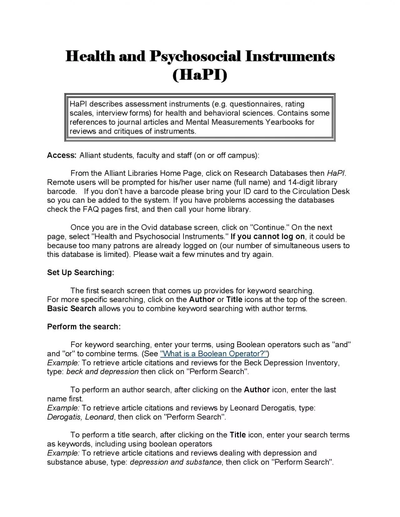 PDF-Health and Psychosocial Instruments HaPI HaPI describes assessment i