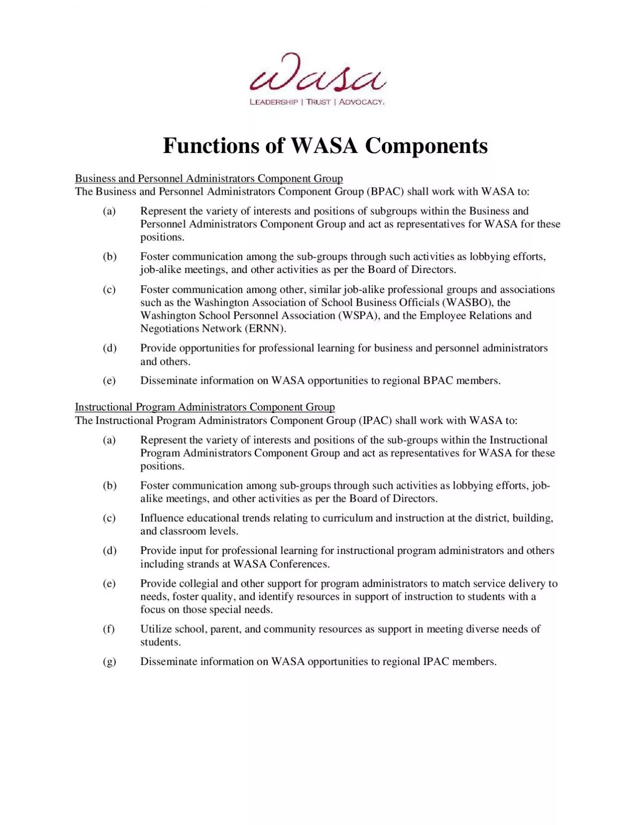 PDF-Functions of WASA Componen