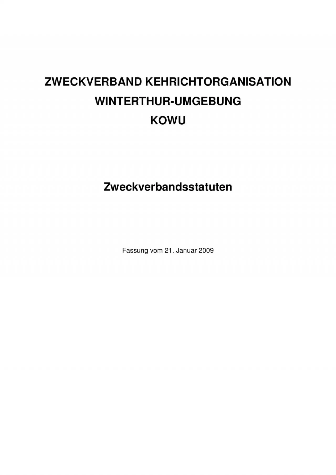 PDF-ZWECKVERBAND KEHRICHTORGANISATION WINTERTHURUMGEBUNG KOWU Zweckverban