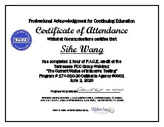 Professional Acknowledgment for Continuing Education