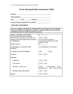 x0000x0000Tool for Observing Worksite Environments TOWETool fo