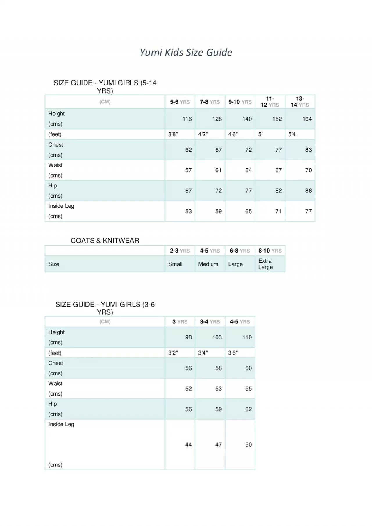 PDF-Kids Size Guide