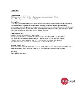 Composition  Glutaraldehyde 155 gl Alkyl dimethyl benzyl ammonium