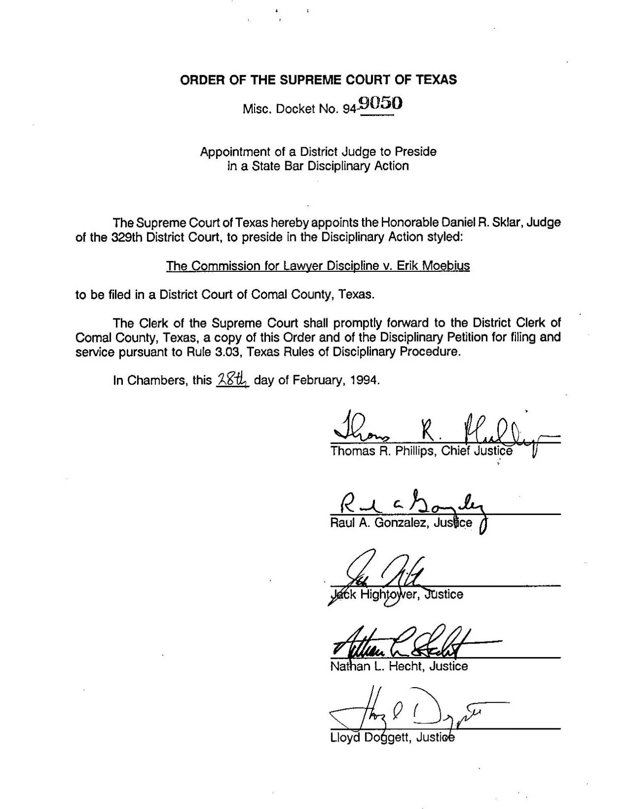 PDF-ORDER OF THE SUPREMECOURT OF TEXASAppointment of a District Judge to P