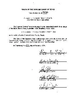 ORDER OF THE SUPREMECOURT OF TEXASAppointment of a District Judge to P