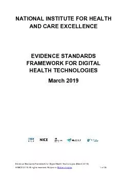 Evidence Standards Framework for Digital Health Technologies