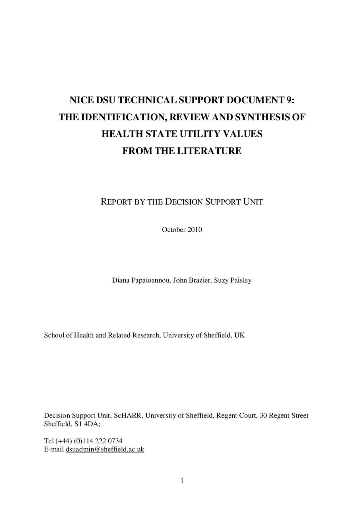 PDF-1 DSU SUPPO IDE R SYNTHESIS VAL FROM L RDECISSUPPORT