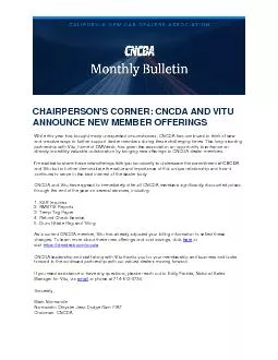 CHAIRPERSONS CORNER CNCDA AND VITU