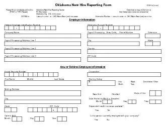 Oklahoma New Hire Reporting Form       OES1121204Please fill out co