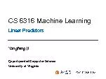 CS6316MachineLearningLinearPredictors