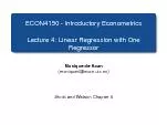 ECON4150IntroductoryEconometricsLecture4LinearRegressionwithOneRegre