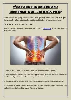 What are the Causes and Treatments of Low Back Pain?