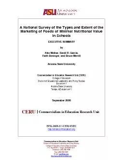 A National Survey of the Types and Extent of the Marketing of Foods of