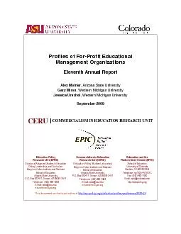 Profiles of ForProfit Educational Management Organizations Eleventh A