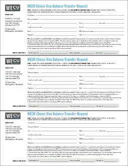WECU Choice Visa Balance Transfer RequestYes I would like to take adv