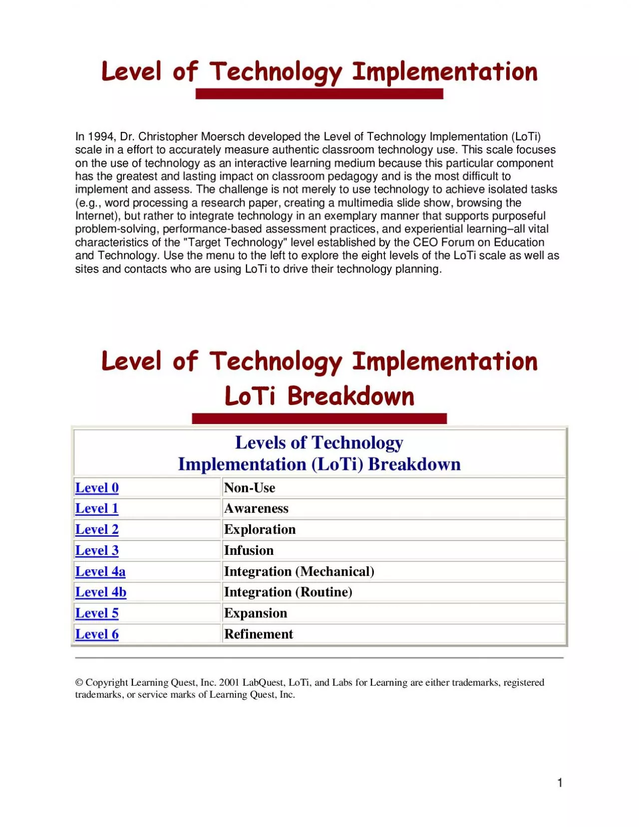 PDF-1Level of Technology Implementation