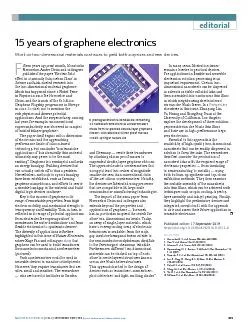 15 years of graphene electronicsWork on twodimensional materials cont