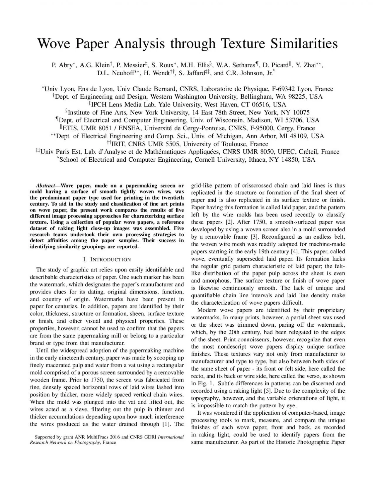 PDF-WovePaperAnalysisthroughTextureSimilaritiesPAbryAGKleinyPMessie