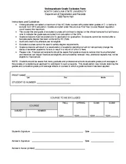 Undergraduate Grade Exclusion Form NORTH CAROLINA STAT