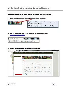 x0000x0000Updated Oct 201Page My Te Kura Online Learning Basics