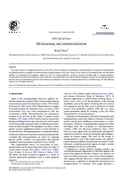 2002SpecialissueMetalearningandneuromodulationKenjiDoyaATRHumanInforma