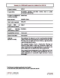 Summary for CIFE Seed Proposalfor Academic Year