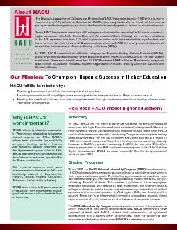 About HACUThe Hispanic Association of Colleges and Universities HACU