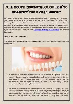 Full Mouth Reconstruction: How To Beautify The Entire Mouth?