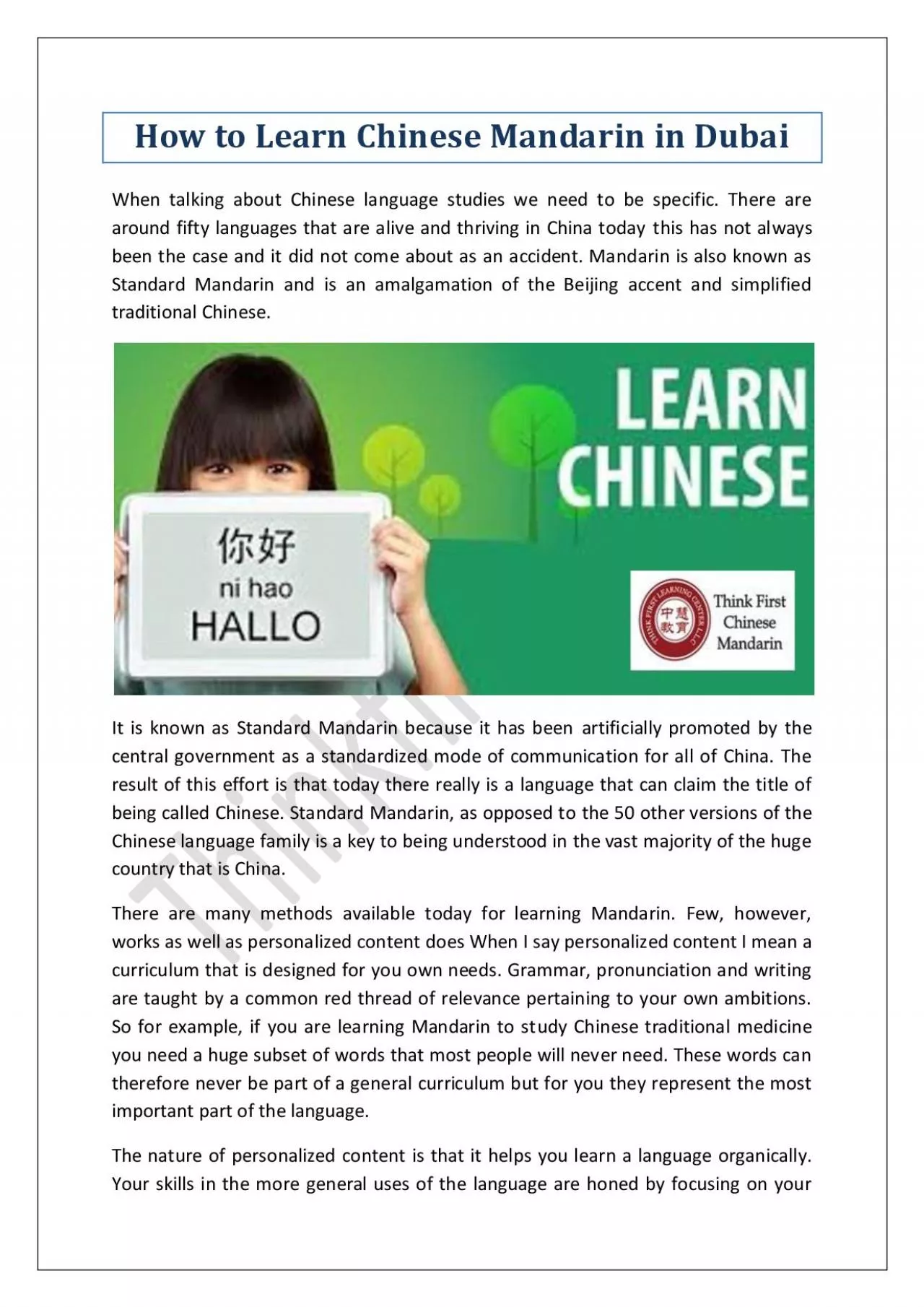 PDF-How to Learn Chinese Mandarin in Dubai