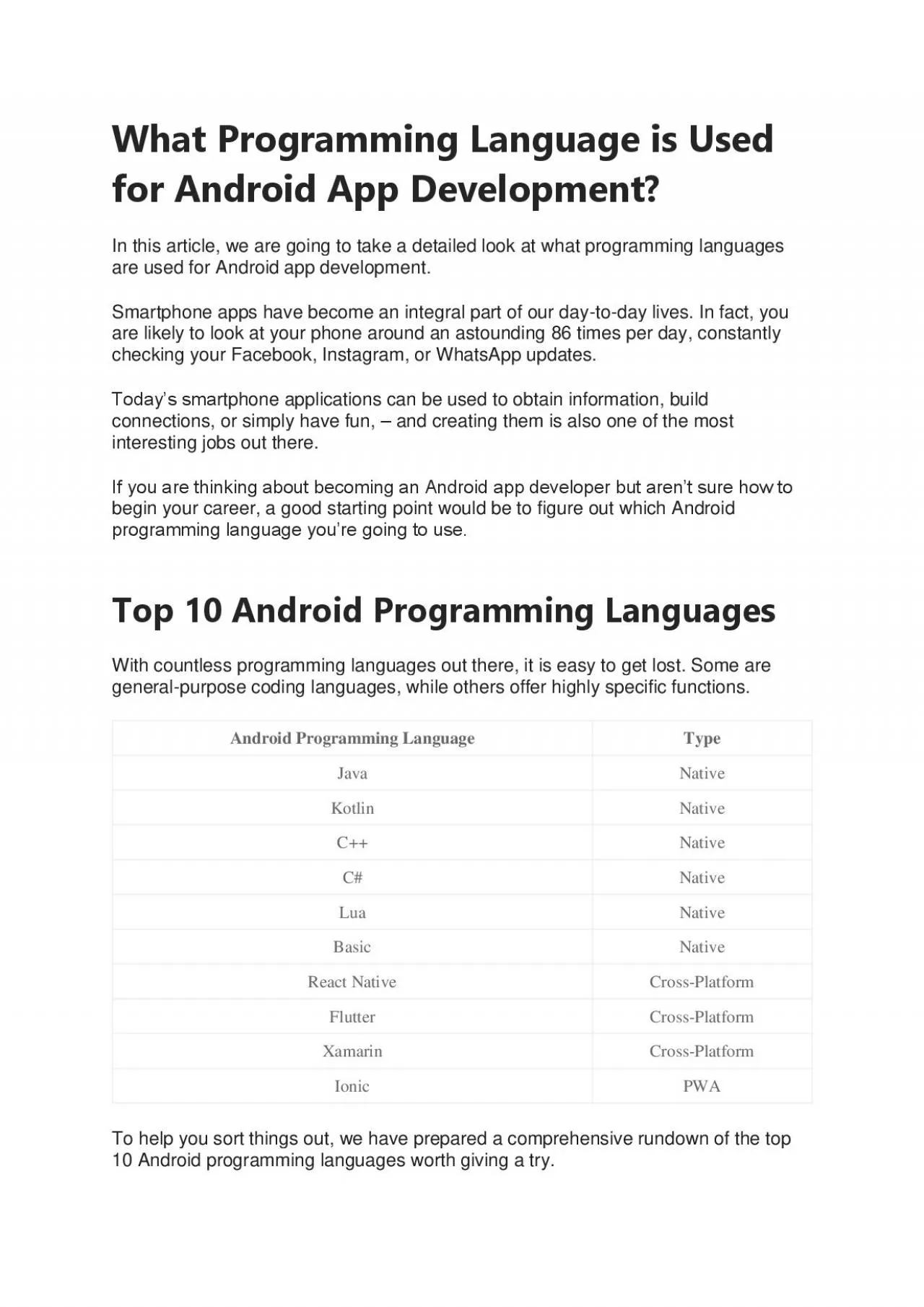 PDF-What Programming Language is Used for Android App Development