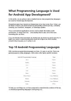 What Programming Language is Used for Android App Development